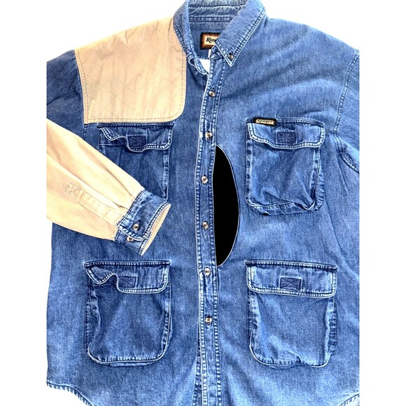 Vintage Remington Hunting Shacket Men's Large Denim with Game Pouch Pockets - Picture 2 of 12
